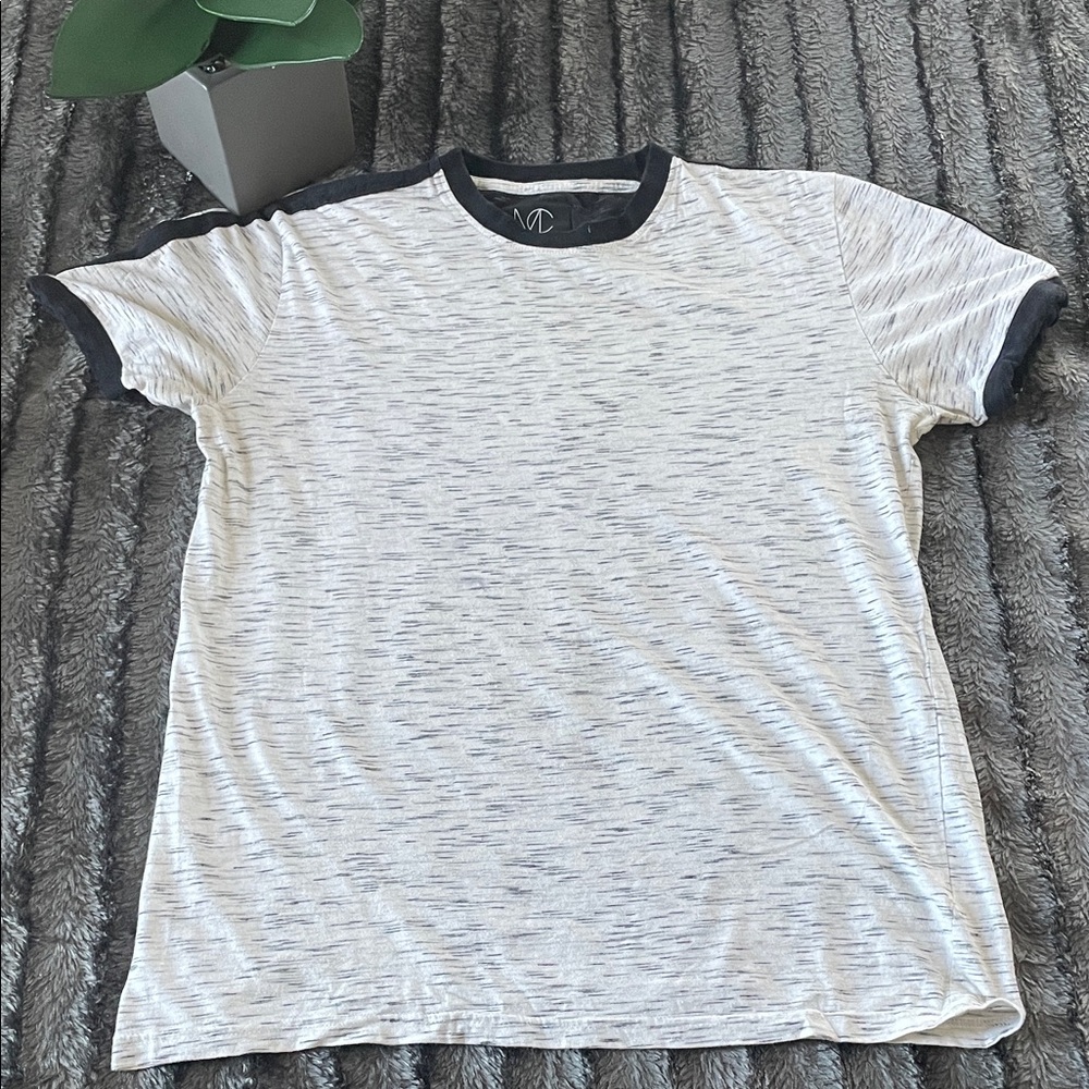 Men's Casual White and Black Tee
